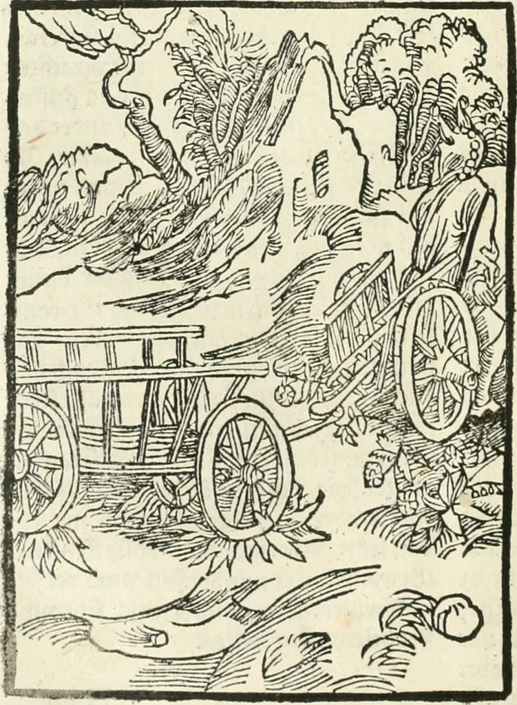 An illustration from Des hochwirdigen doctor Keiserspergs narenschiff : so er gepredigt hat zü Strassburg in der hohen stifft daselbst Predictãt d. zeit i498 dis geprediget :vnd vss latin in tütsch bracht, darin vil weissheit ist zü lerne, vnd leert auch die narreschel hinweck werffen ist nütz vnd güt alen menschen, 1520, leaf 193