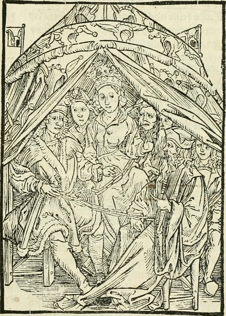 An illustration from Des hochwirdigen doctor Keiserspergs narenschiff : so er gepredigt hat zü Strassburg in der hohen stifft daselbst Predictãt d. zeit i498 dis geprediget :vnd vss latin in tütsch bracht, darin vil weissheit ist zü lerne, vnd leert auch die narreschel hinweck werffen ist nütz vnd güt alen menschen, 1520, leaf 206