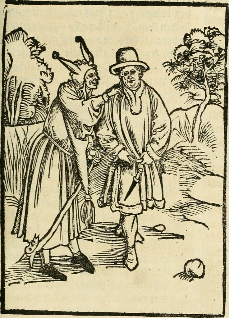 An illustration from Des hochwirdigen doctor Keiserspergs narenschiff : so er gepredigt hat zü Strassburg in der hohen stifft daselbst Predictãt d. zeit i498 dis geprediget :vnd vss latin in tütsch bracht, darin vil weissheit ist zü lerne, vnd leert auch die narreschel hinweck werffen ist nütz vnd güt alen menschen, 1520, leaf 264