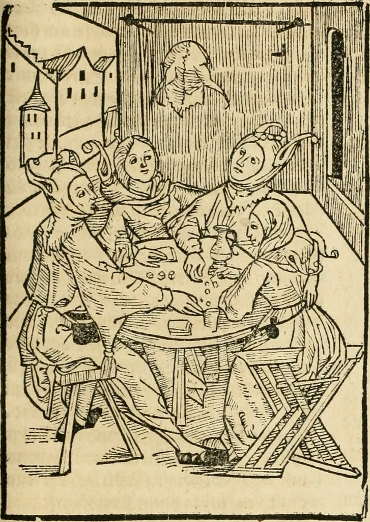 An illustration from Des hochwirdigen doctor Keiserspergs narenschiff : so er gepredigt hat zü Strassburg in der hohen stifft daselbst Predictãt d. zeit i498 dis geprediget :vnd vss latin in tütsch bracht, darin vil weissheit ist zü lerne, vnd leert auch die narreschel hinweck werffen ist nütz vnd güt alen menschen, 1520, leaf 306