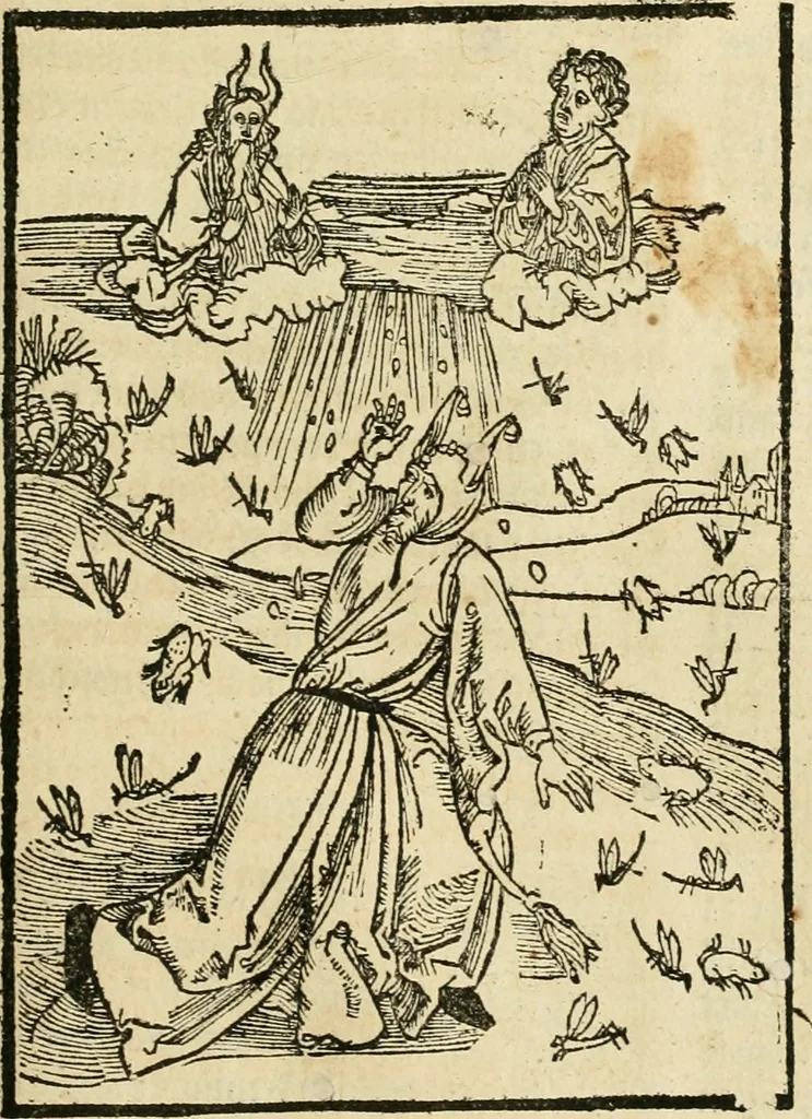 An illustration from Des hochwirdigen doctor Keiserspergs narenschiff : so er gepredigt hat zü Strassburg in der hohen stifft daselbst Predictãt d. zeit i498 dis geprediget :vnd vss latin in tütsch bracht, darin vil weissheit ist zü lerne, vnd leert auch die narreschel hinweck werffen ist nütz vnd güt alen menschen, 1520, leaf 334