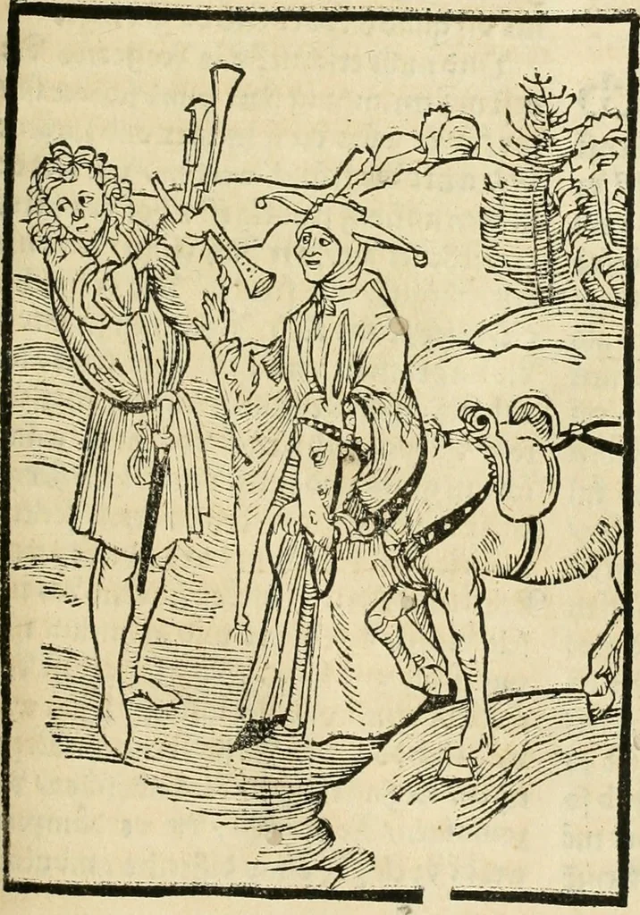An illustration from Des hochwirdigen doctor Keiserspergs narenschiff : so er gepredigt hat zü Strassburg in der hohen stifft daselbst Predictãt d. zeit i498 dis geprediget :vnd vss latin in tütsch bracht, darin vil weissheit ist zü lerne, vnd leert auch die narreschel hinweck werffen ist nütz vnd güt alen menschen, 1520, leaf 340