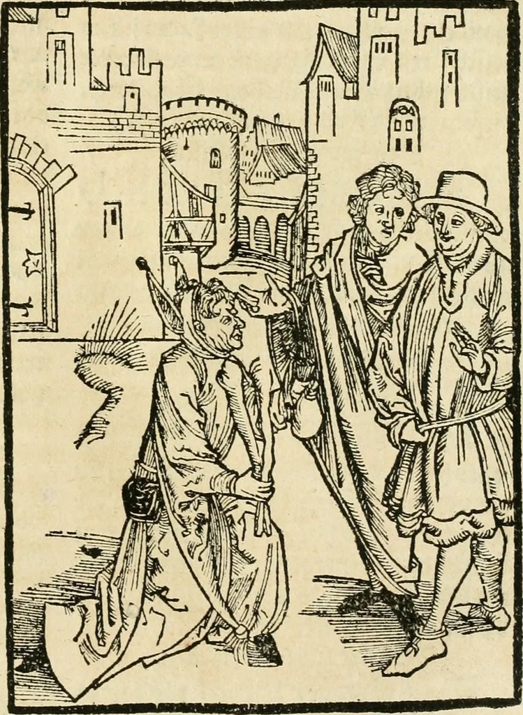 An illustration from Des hochwirdigen doctor Keiserspergs narenschiff : so er gepredigt hat zü Strassburg in der hohen stifft daselbst Predictãt d. zeit i498 dis geprediget :vnd vss latin in tütsch bracht, darin vil weissheit ist zü lerne, vnd leert auch die narreschel hinweck werffen ist nütz vnd güt alen menschen, 1520, leaf 350