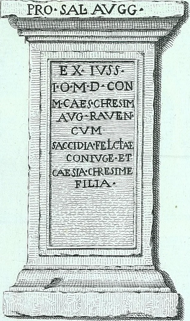 An illustration from Desiderii Spreti historici Ravennatis De amplitudine, eversione, et restauratione urbis Ravennae libri tres, 1793, leaf 264