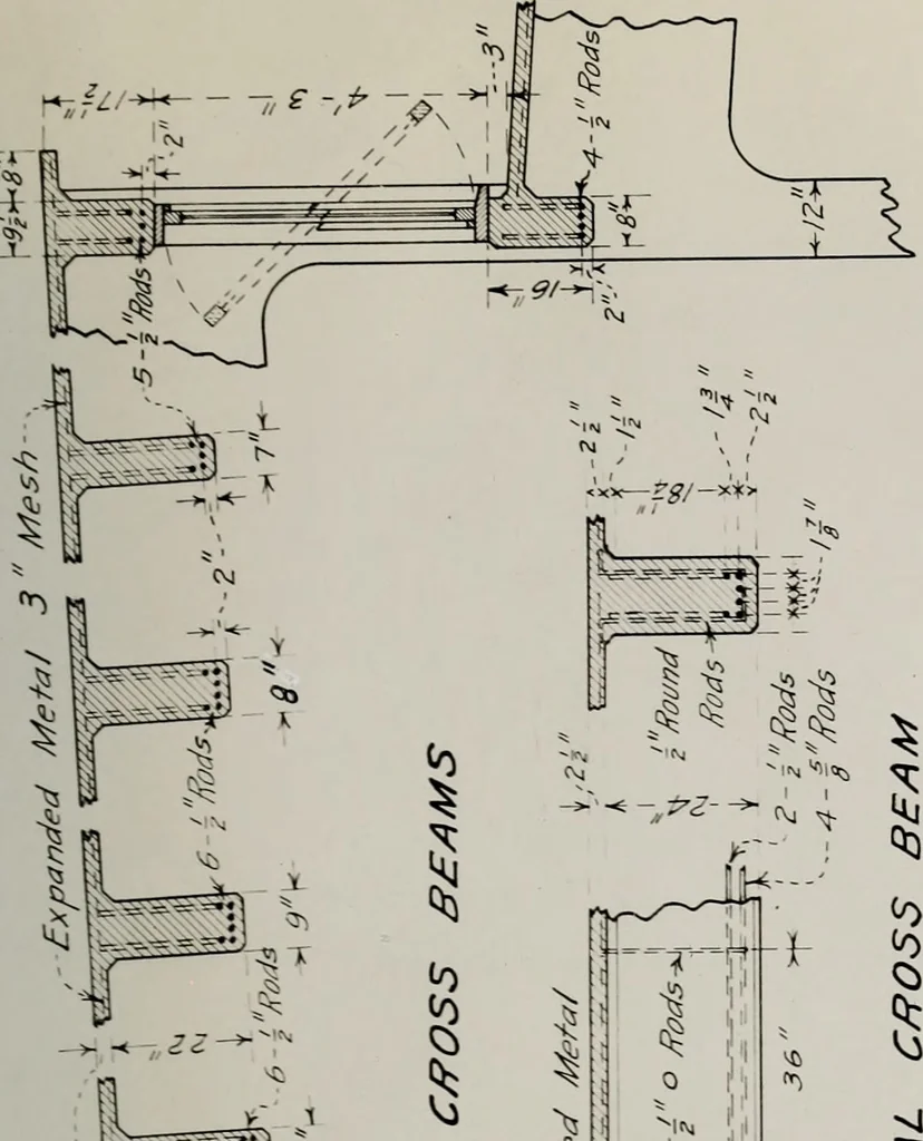 An illustration from Design of reinforced concrete engine house, 1909, leaf 56