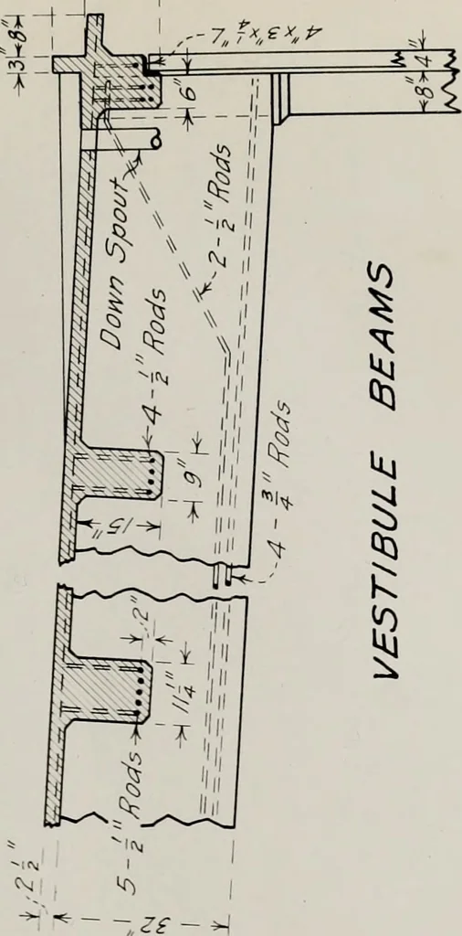An illustration from Design of reinforced concrete engine house, 1909, leaf 56