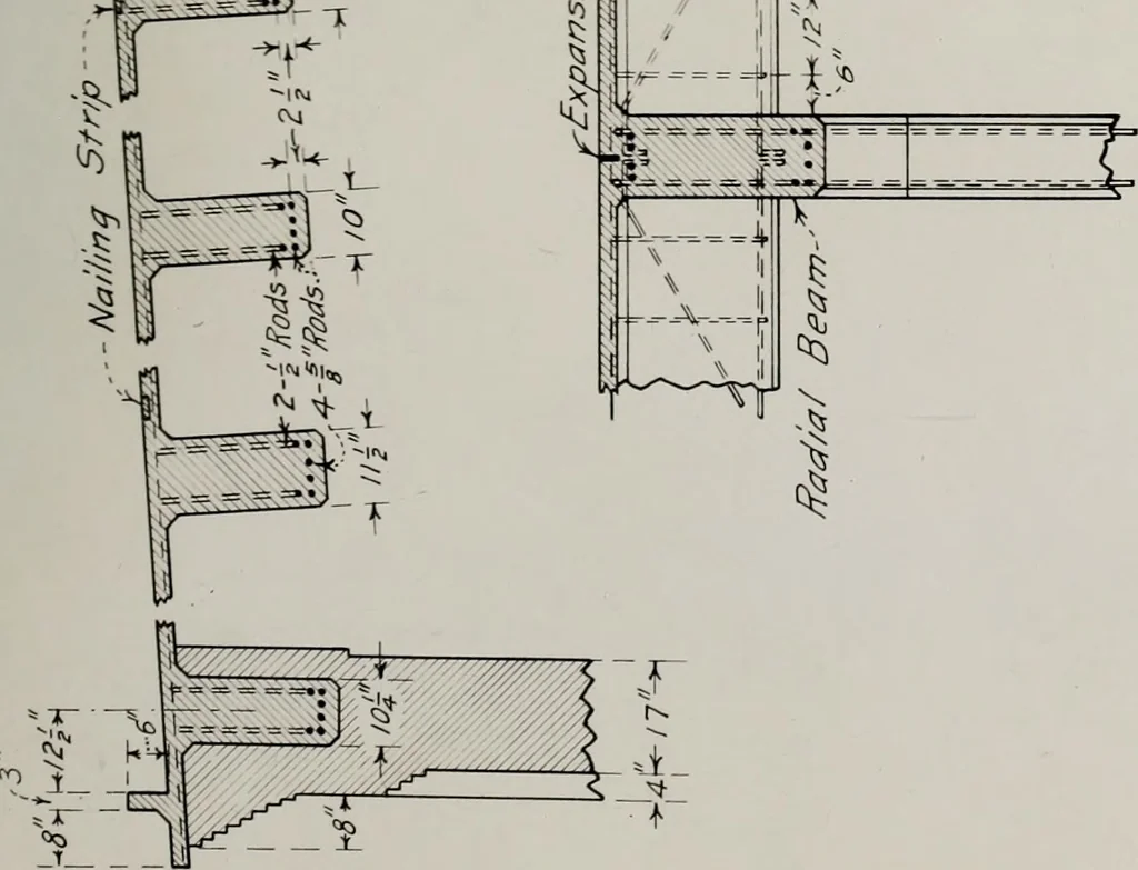 An illustration from Design of reinforced concrete engine house, 1909, leaf 56