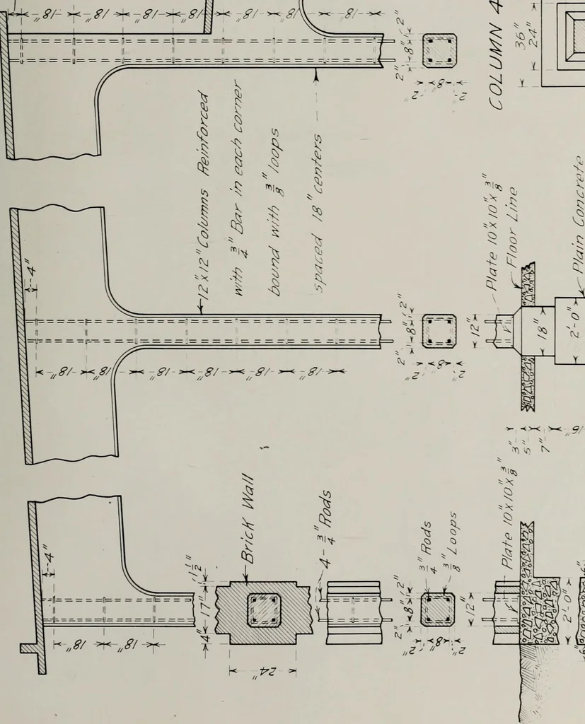 An illustration from Design of reinforced concrete engine house, 1909, leaf 58