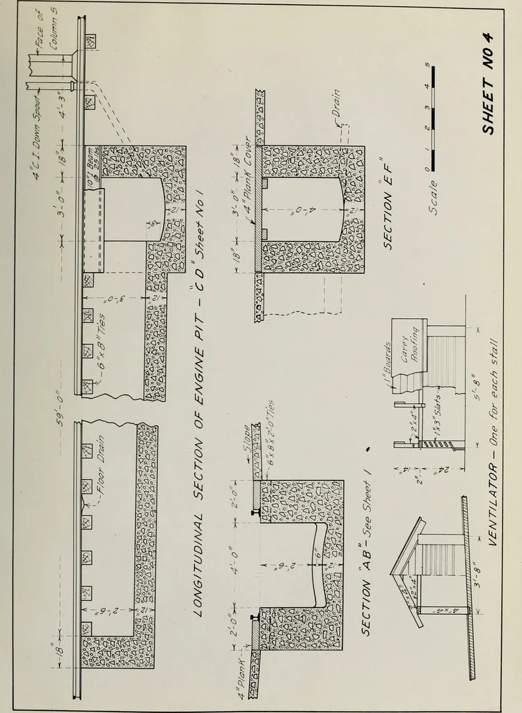 An illustration from Design of reinforced concrete engine house, 1909, leaf 60