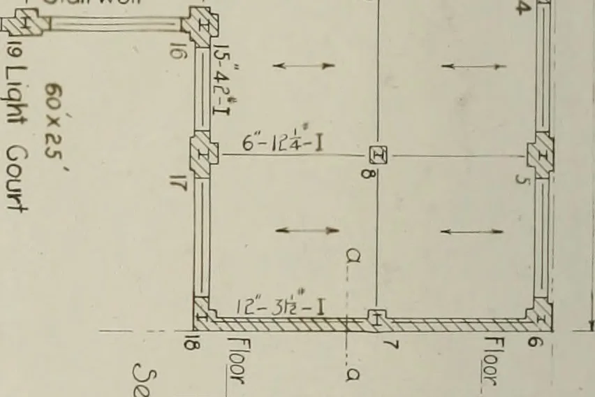 An illustration from Design of the steel framework of an office building, 1908, leaf 81