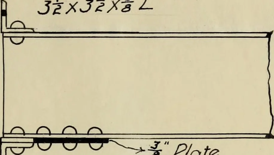 An illustration from Design of the steel framework of an office building, 1908, leaf 84