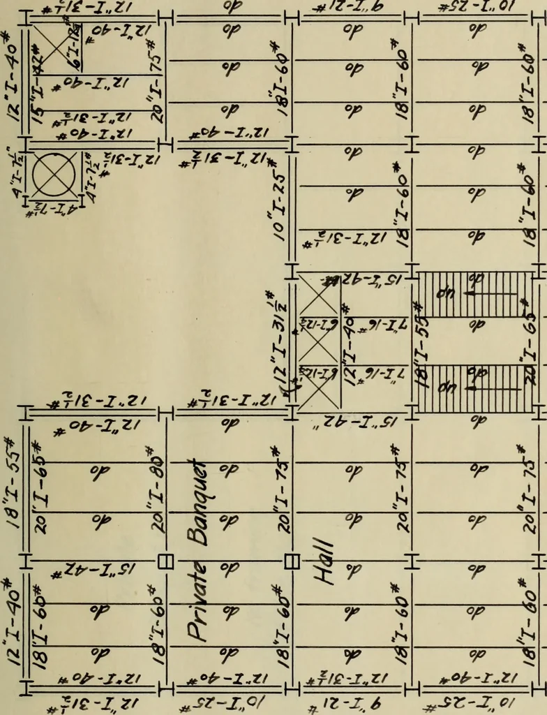 An illustration from Design of the steel framework for an office building, 1913, leaf 52