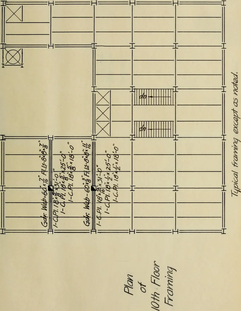 An illustration from Design of the steel framework for an office building, 1913, leaf 56