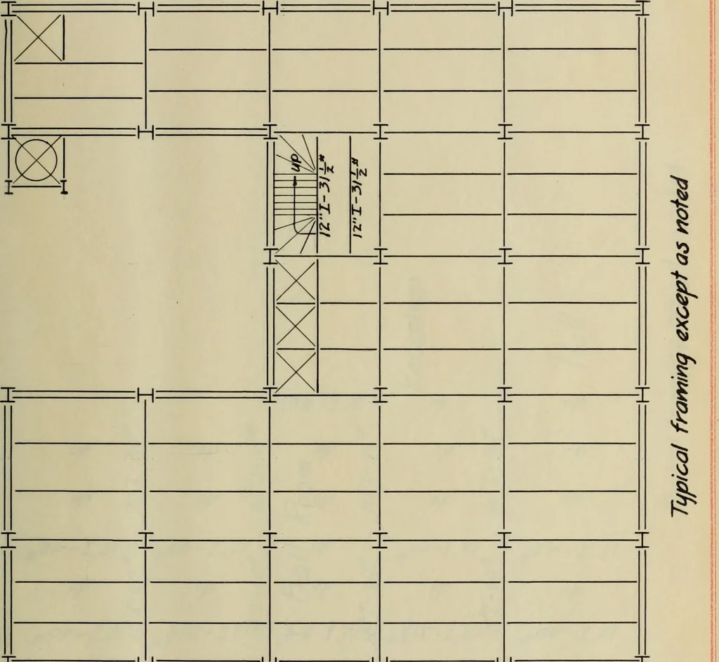 An illustration from Design of the steel framework for an office building, 1913, leaf 58