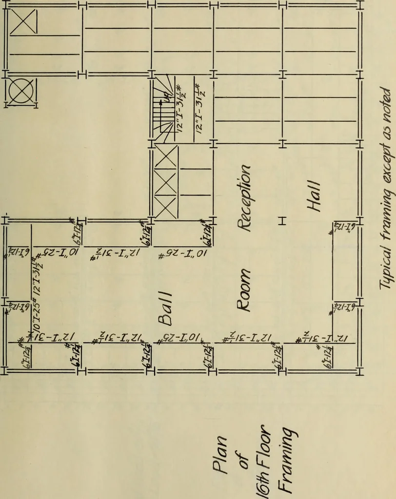 An illustration from Design of the steel framework for an office building, 1913, leaf 62