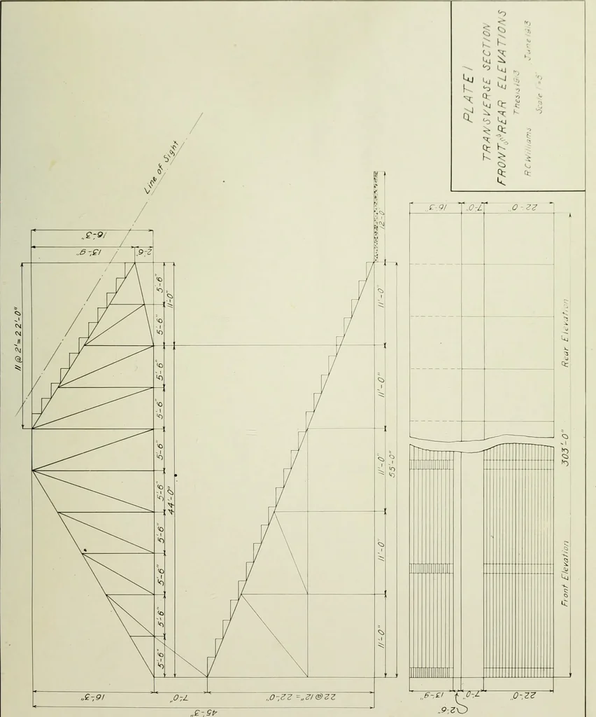 An illustration from Design of a steel grand-stand, 1913, leaf 24