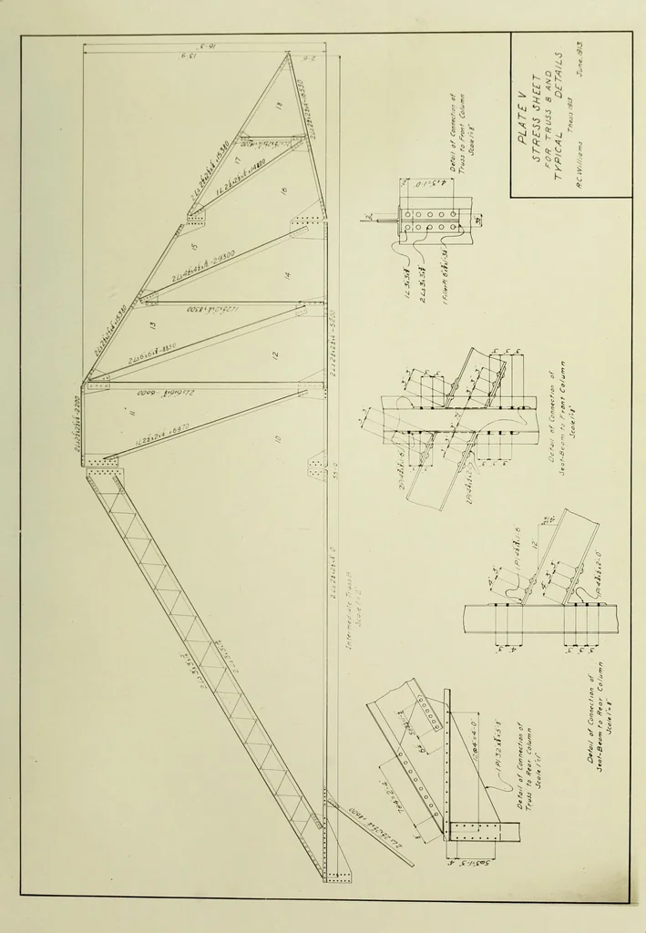 An illustration from Design of a steel grand-stand, 1913, leaf 32