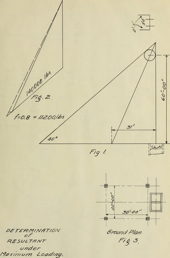 An illustration from Design of a steel head-frame, 1907, leaf 22