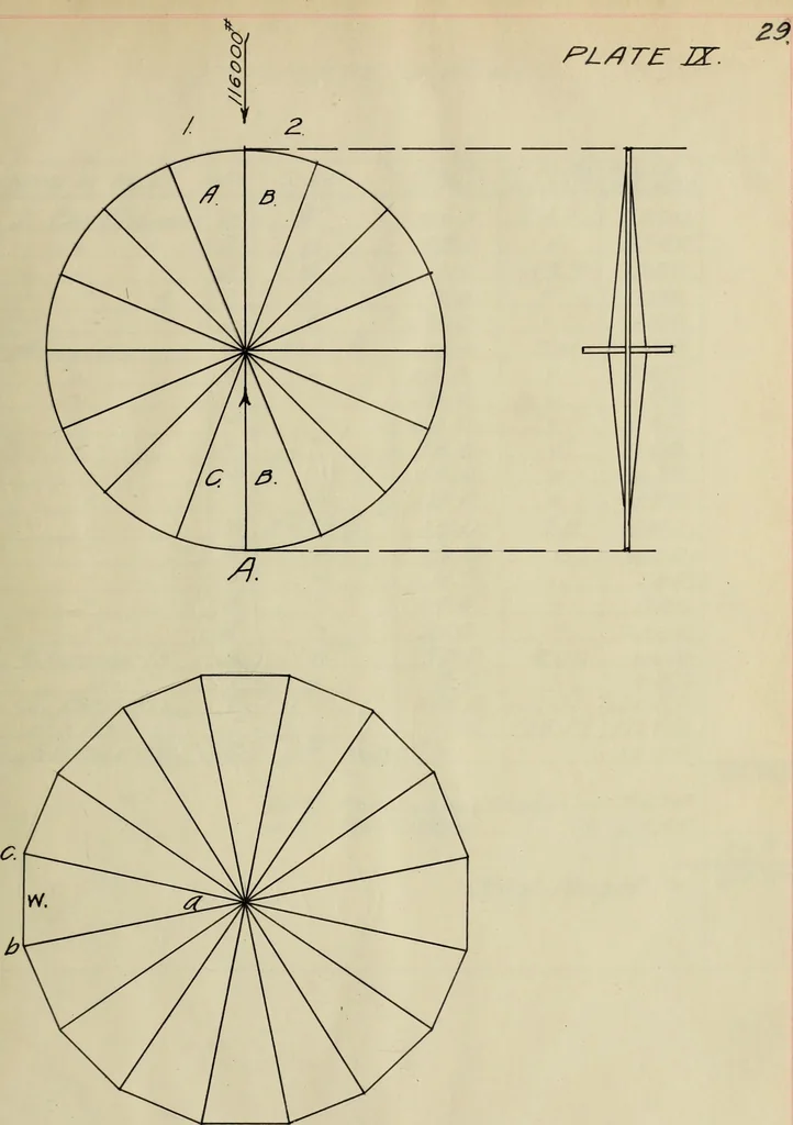 An illustration from Design of a steel head-frame, 1907, leaf 64