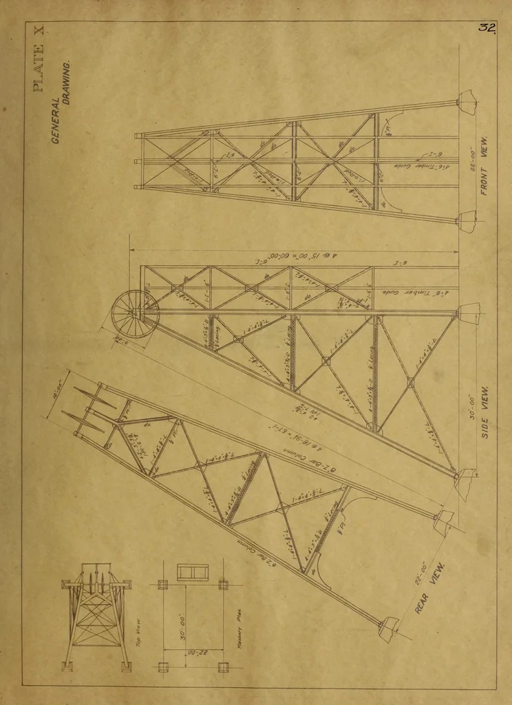An illustration from Design of a steel head-frame, 1907, leaf 70