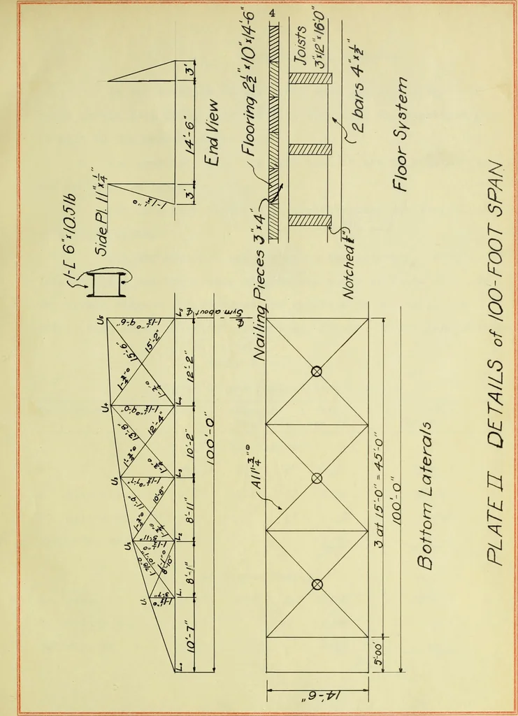 An illustration from Design of a steel highway bridge, 1913, leaf 16