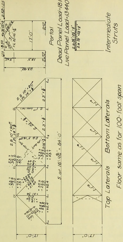 An illustration from Design of a steel highway bridge, 1913, leaf 44