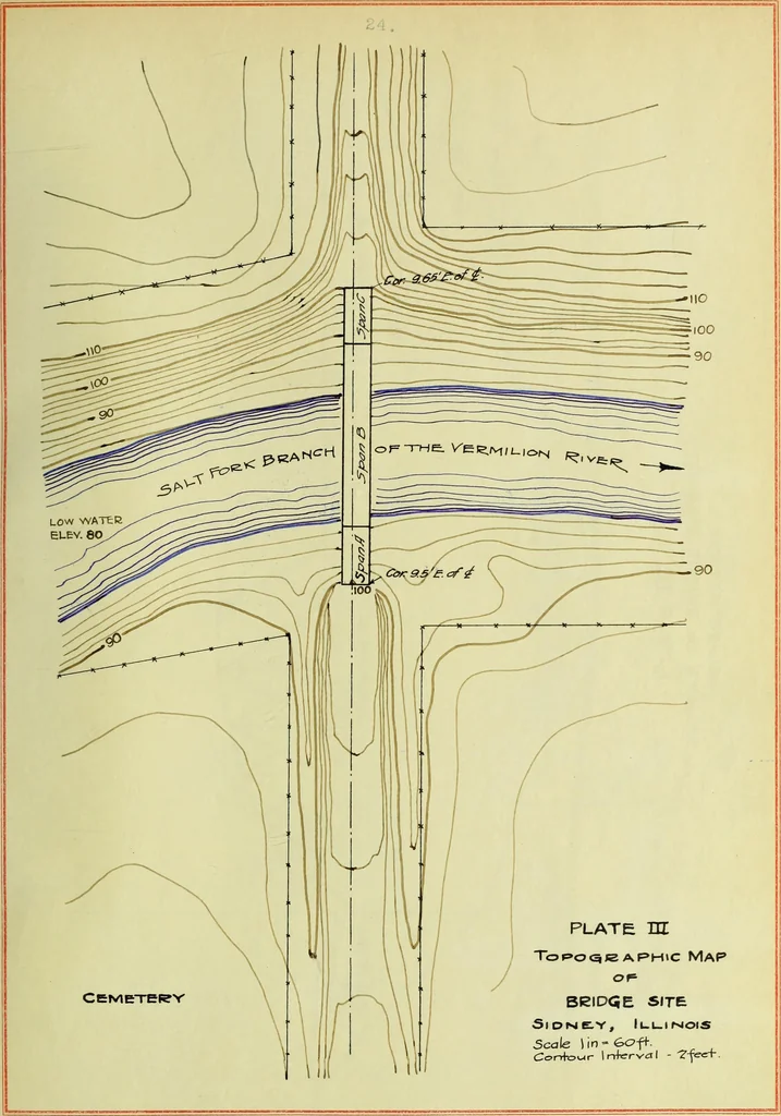 An illustration from Design of a steel highway bridge, 1913, leaf 56
