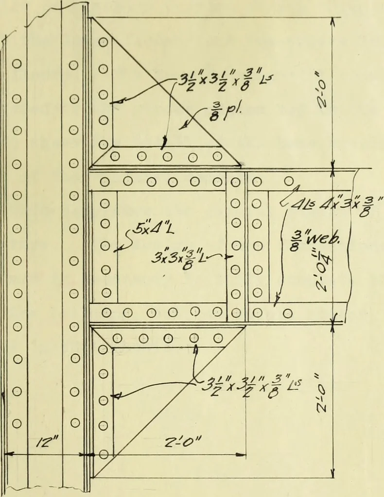 An illustration from Design of a steel skeleton office building, 1911, leaf 104