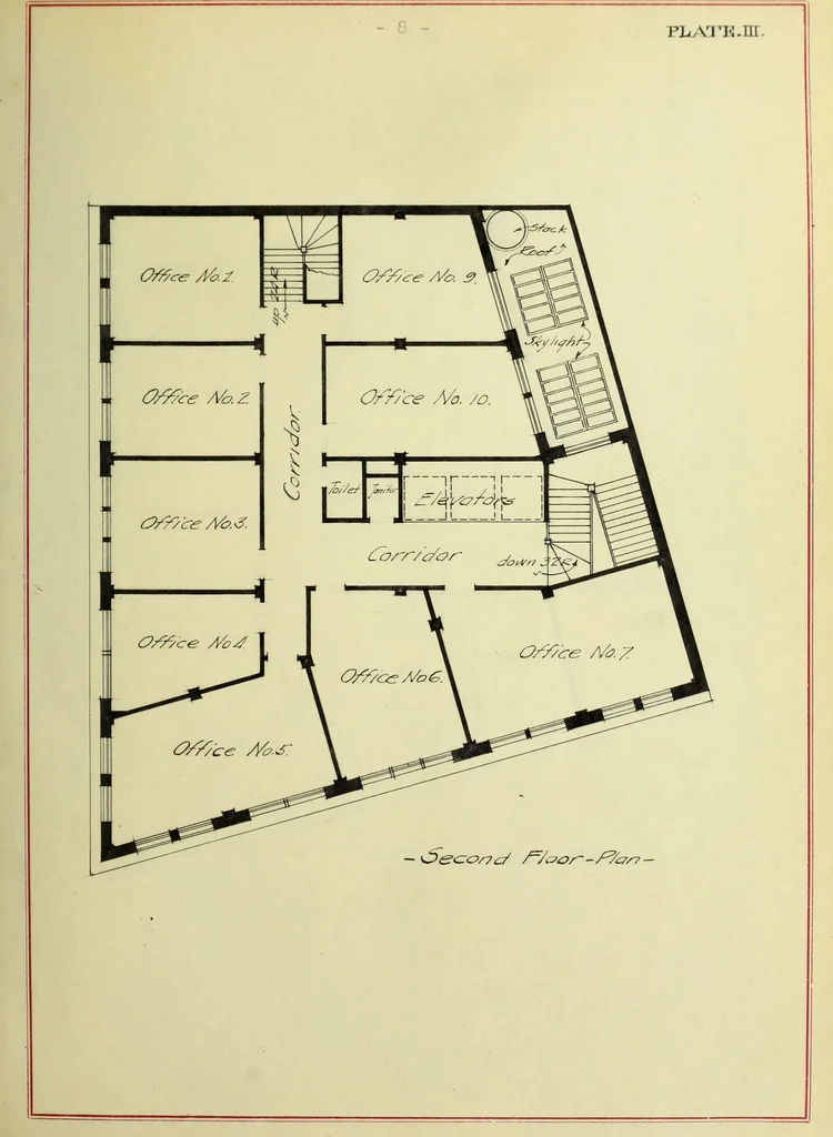 An illustration from Design of a steel skeleton office building, 1911, leaf 26