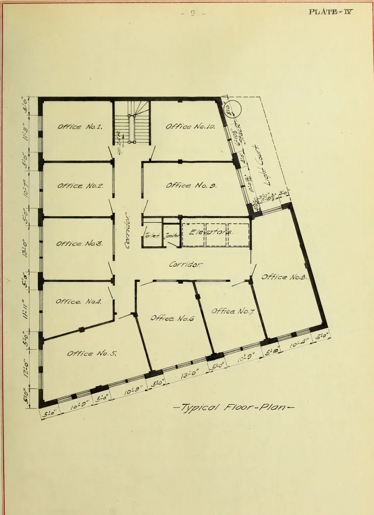 An illustration from Design of a steel skeleton office building, 1911, leaf 28