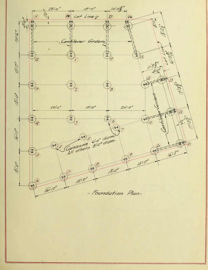 An illustration from Design of a steel skeleton office building, 1911, leaf 60