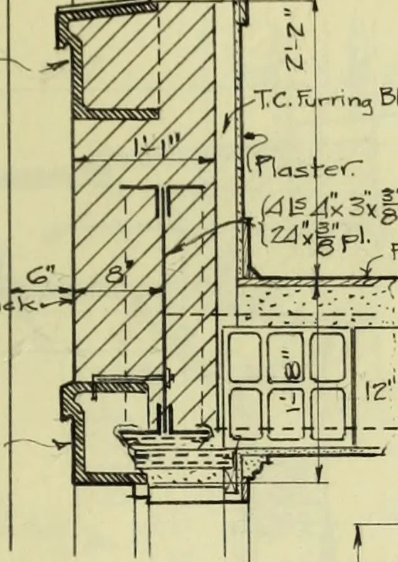An illustration from Design of a steel skeleton office building, 1911, leaf 90