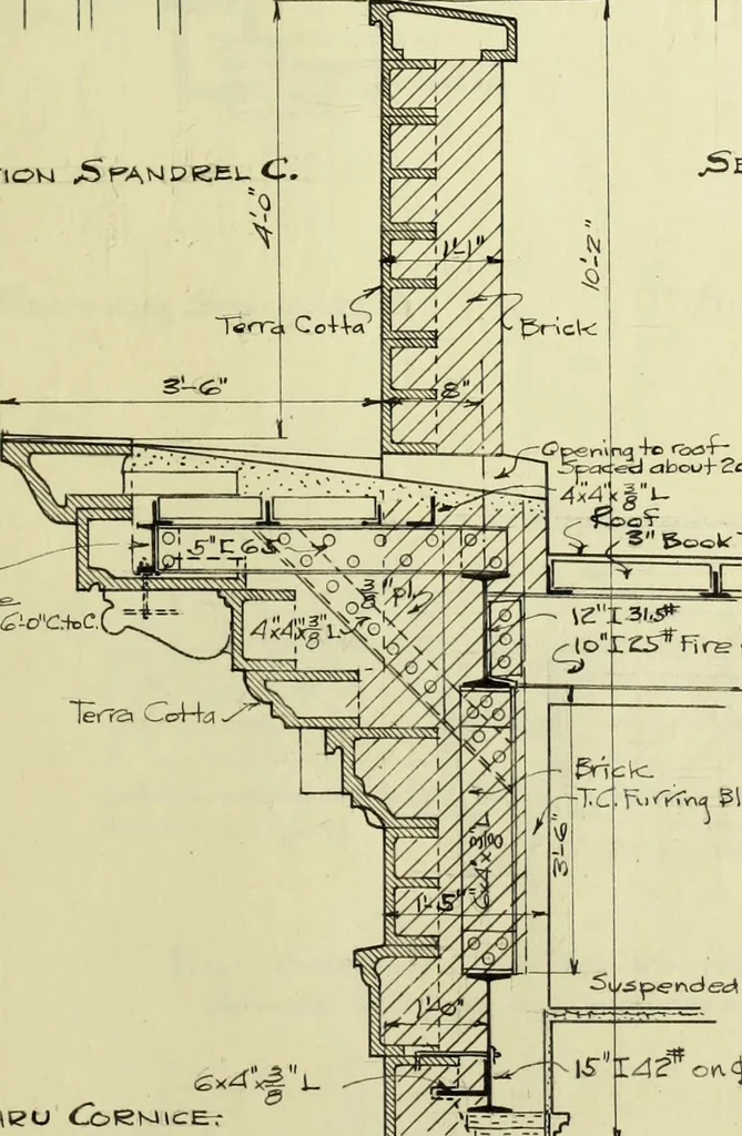 An illustration from Design of a steel skeleton office building, 1911, leaf 90