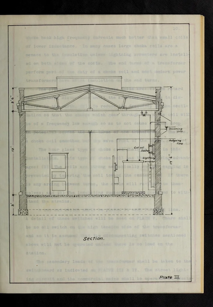 An illustration from Design of substation and lighting system for the town of Tiskilwa, 1913, leaf 31