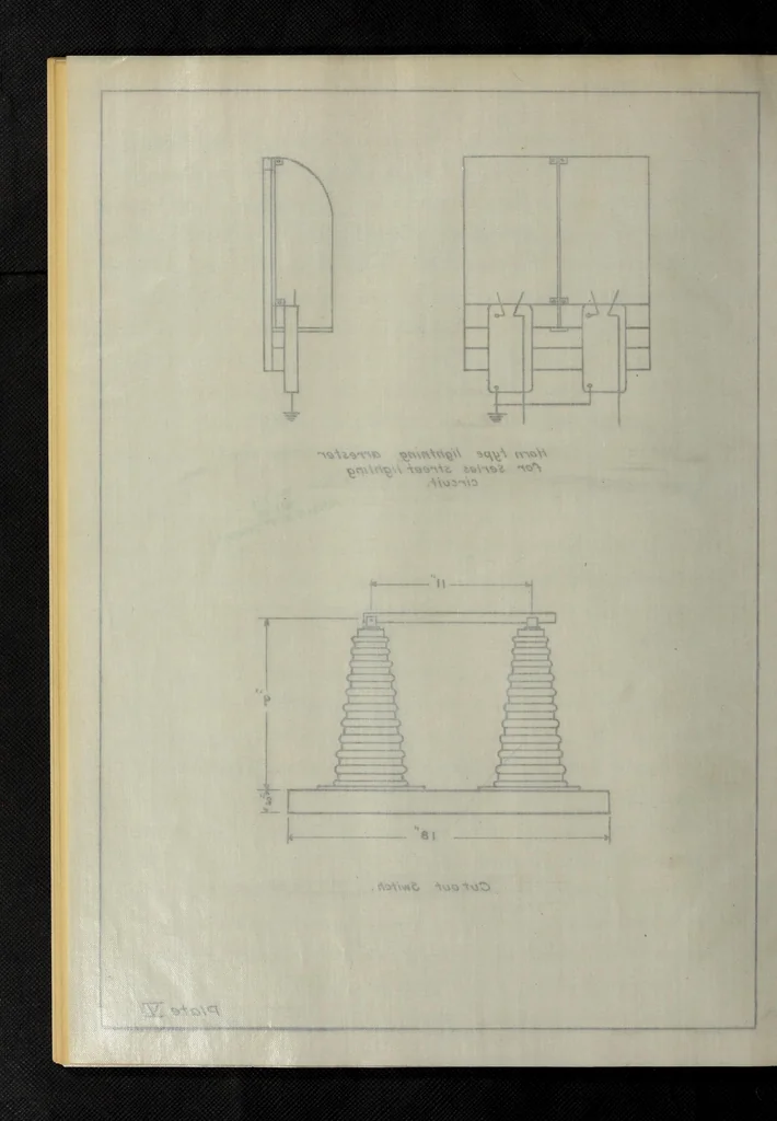 An illustration from Design of substation and lighting system for the town of Tiskilwa, 1913, leaf 40