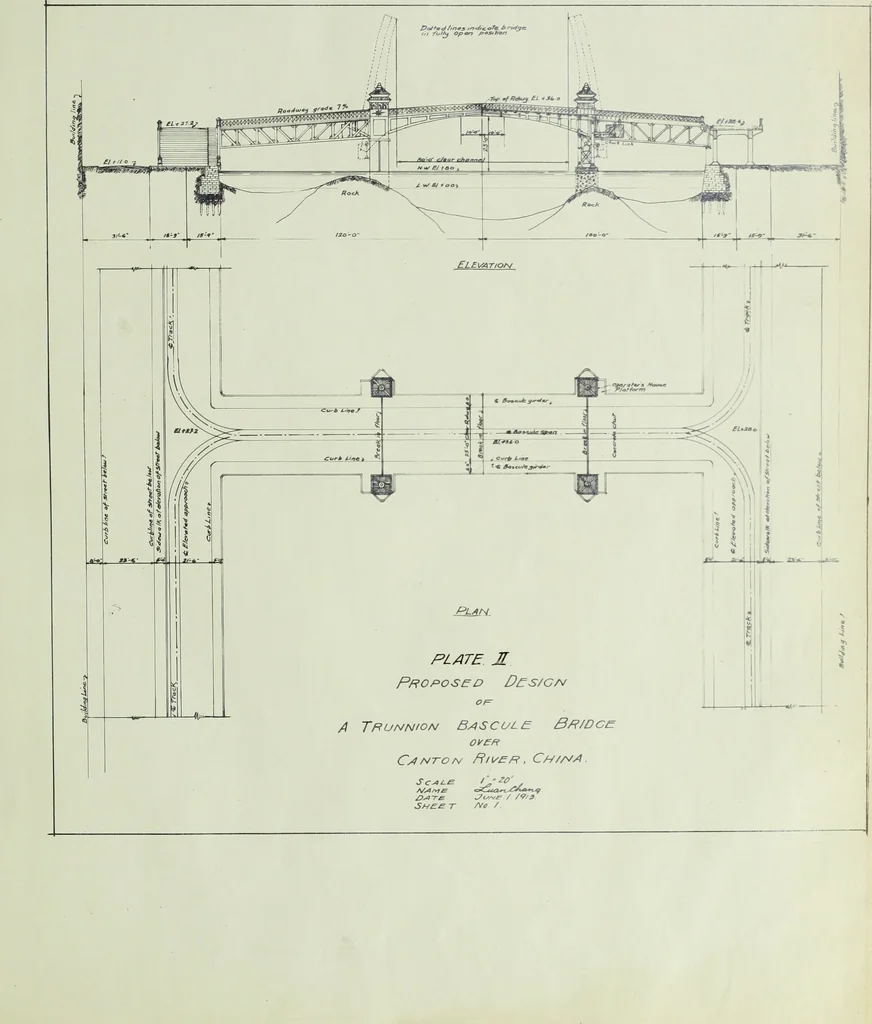 An illustration from Design of a trunnion bascule bridge, 1913, leaf 22