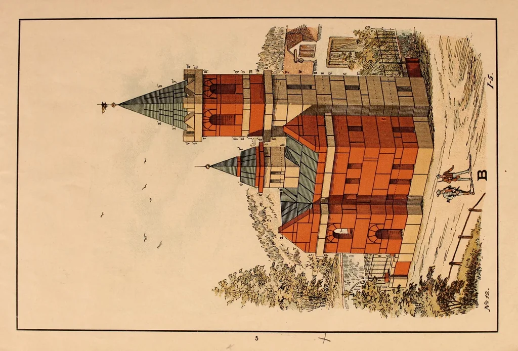An illustration from Designs for architectural models to be erected with Richter's "anchor blocks" = Bauvorlagen für Richter's anker-steinbaukasten / composed and executed by Dr. Richter's art department., 1900, leaf 11
