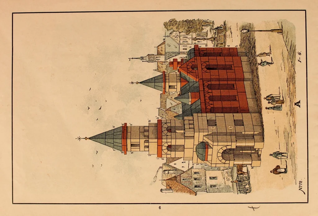 An illustration from Designs for architectural models to be erected with Richter's "anchor blocks" = Bauvorlagen für Richter's anker-steinbaukasten / composed and executed by Dr. Richter's art department., 1900, leaf 12