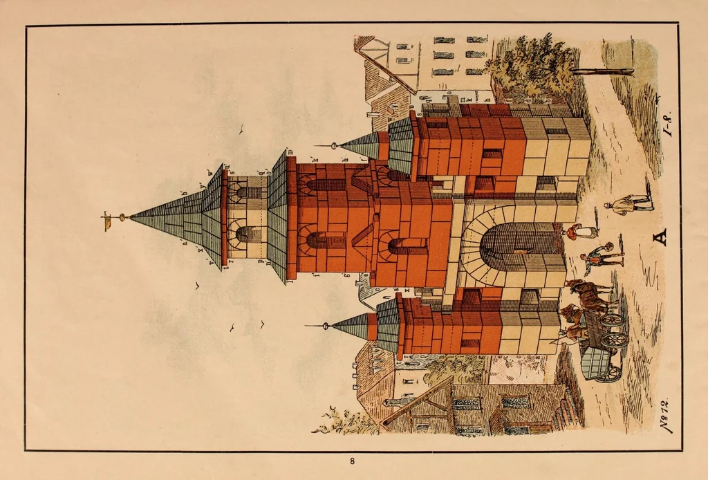 An illustration from Designs for architectural models to be erected with Richter's "anchor blocks" = Bauvorlagen für Richter's anker-steinbaukasten / composed and executed by Dr. Richter's art department., 1900, leaf 14