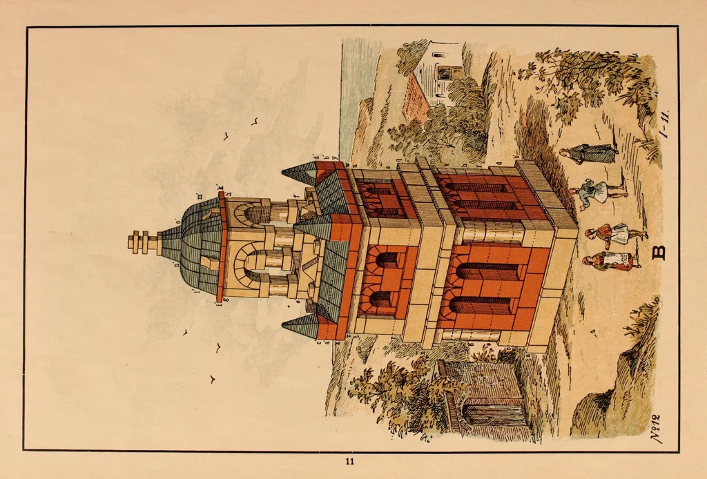 An illustration from Designs for architectural models to be erected with Richter's "anchor blocks" = Bauvorlagen für Richter's anker-steinbaukasten / composed and executed by Dr. Richter's art department., 1900, leaf 17