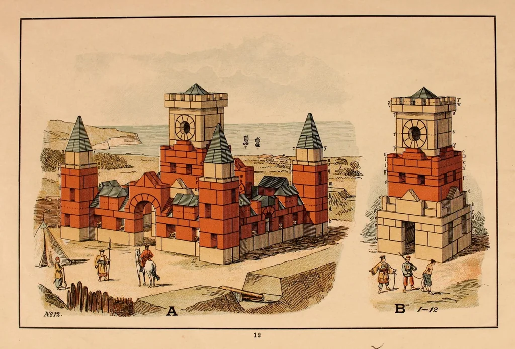 An illustration from Designs for architectural models to be erected with Richter's "anchor blocks" = Bauvorlagen für Richter's anker-steinbaukasten / composed and executed by Dr. Richter's art department., 1900, leaf 18