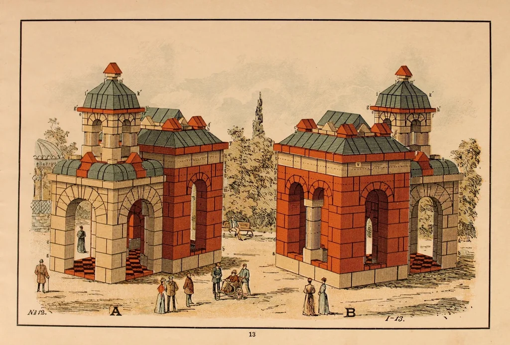 An illustration from Designs for architectural models to be erected with Richter's "anchor blocks" = Bauvorlagen für Richter's anker-steinbaukasten / composed and executed by Dr. Richter's art department., 1900, leaf 19