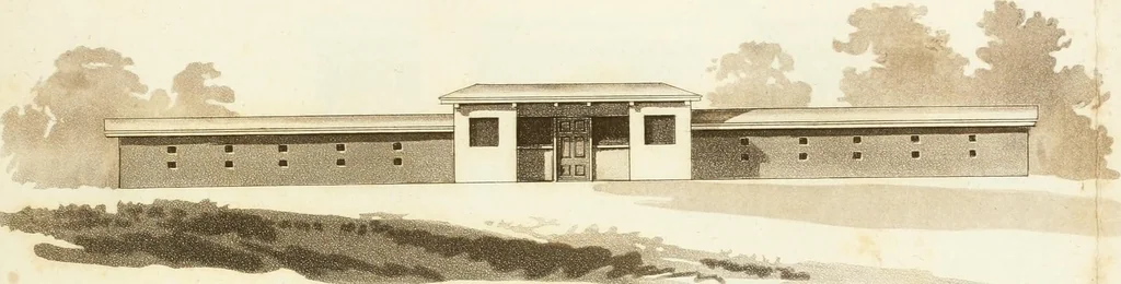 An illustration from Designs for cottages, cottage farms, and other rural buildings, including entrance gates and lodges, 1805, leaf 104