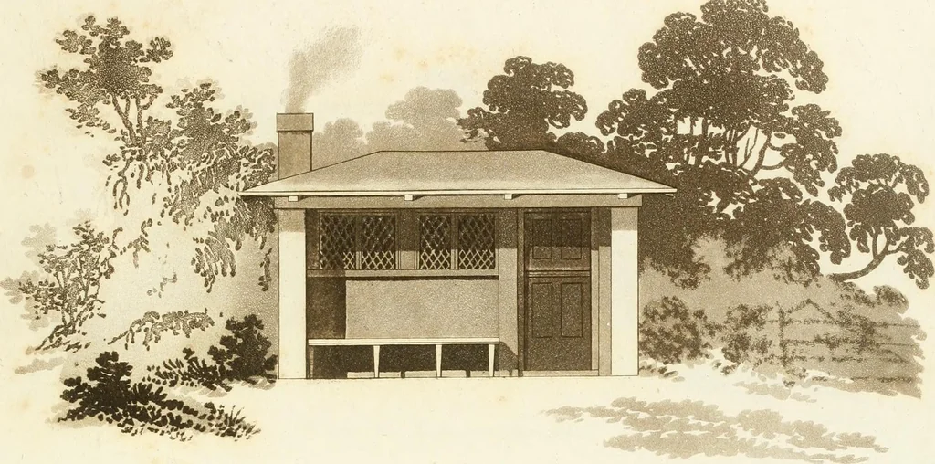 An illustration from Designs for cottages, cottage farms, and other rural buildings, including entrance gates and lodges, 1805, leaf 44