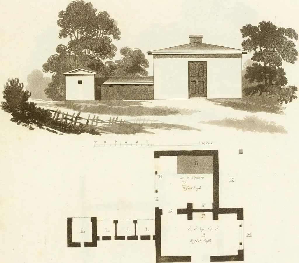 An illustration from Designs for cottages, cottage farms, and other rural buildings, including entrance gates and lodges, 1805, leaf 54