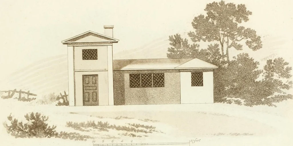 An illustration from Designs for cottages, cottage farms, and other rural buildings, including entrance gates and lodges, 1805, leaf 60