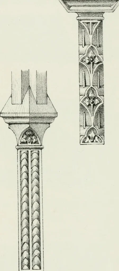 An illustration from Designs for Gothic ornaments & furniture, after the ancient manner, for ecclesiastical and domestic purposes, for the use of architects, and workers in metal, stone, wood, etc., etc, 1854, leaf 100