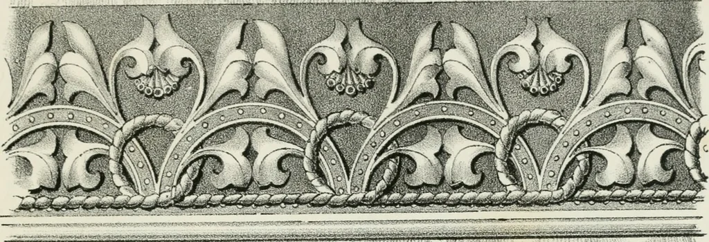 An illustration from Designs for Gothic ornaments & furniture, after the ancient manner, for ecclesiastical and domestic purposes, for the use of architects, and workers in metal, stone, wood, etc., etc, 1854, leaf 106