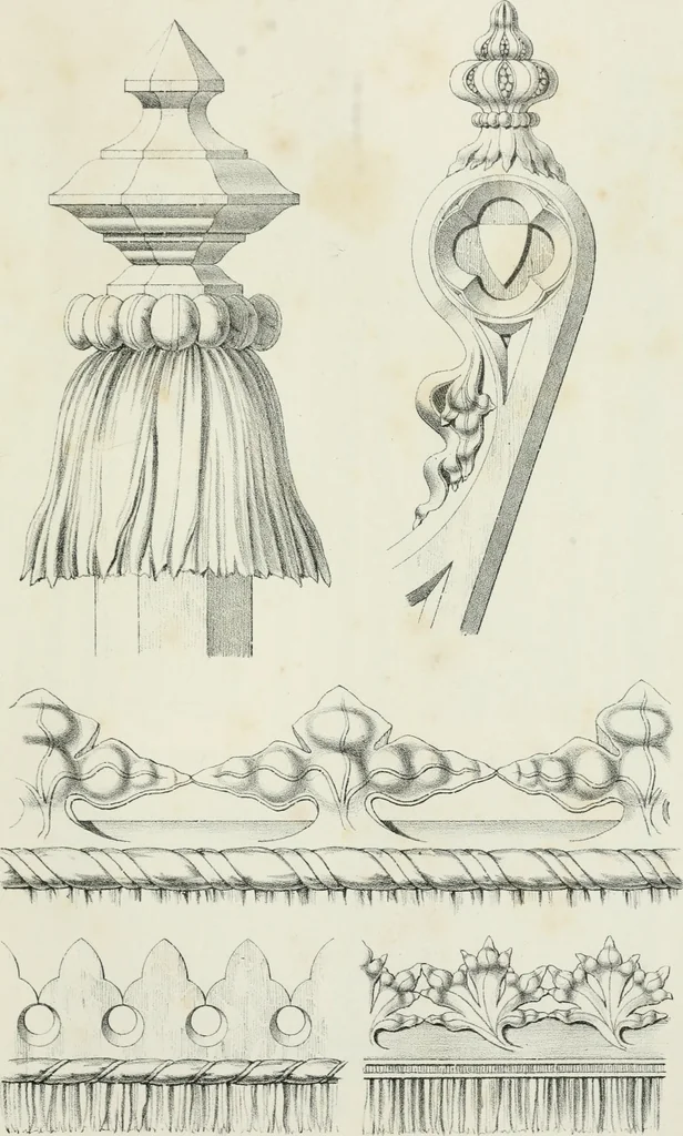 An illustration from Designs for Gothic ornaments & furniture, after the ancient manner, for ecclesiastical and domestic purposes, for the use of architects, and workers in metal, stone, wood, etc., etc, 1854, leaf 16