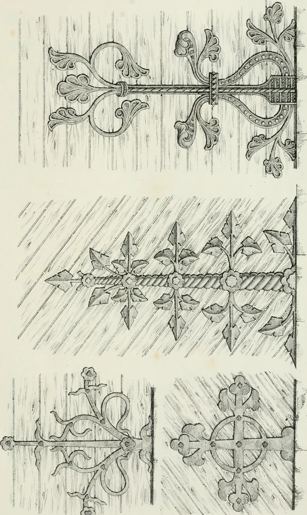 An illustration from Designs for Gothic ornaments & furniture, after the ancient manner, for ecclesiastical and domestic purposes, for the use of architects, and workers in metal, stone, wood, etc., etc, 1854, leaf 22
